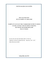 NGHIÊN cứu sản XUẤT THỰC NGHIỆM một số món ăn TRONG văn hóa ẩm THỰC TRUYỀN THỐNG ở PHƯỜNG hải THÀNH, THÀNH PHỐ ĐỒNG hới (tt) 