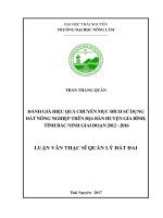 Đánh giá hiệu quả chuyển mục đích sử dụng đất nông nghiệp trên địa bàn huyện Gia Bình, tỉnh Bắc Ninh giai đoạn 2012–2016 (Luận văn thạc sĩ)