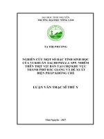 Nghiên cứu một số đặc tính sinh học của vi khuẩn Salmonella spp. nhiễm trên thịt vịt bán tại chợ khu vực thành phố Bắc Giang và đề suất biện pháp khống chế (Luận văn thạc sĩ)
