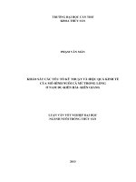 KHẢO sát các yếu tố kỹ THUẬT và HIỆU QUẢ KINH tế của mô HÌNH NUÔI cá mú TRONG LỒNG ở NAM DU   KIÊN hải   KIÊN GIANG 