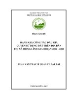 Đánh giá công tác đấu giá quyền sử dụng đất trên địa bàn thị xã Hồng Lĩnh giai đoạn 2014–2016 (Luận văn thạc sĩ)