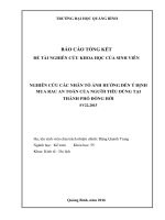 Nghiên cứu các nhân tố ảnh hưởng đến ý định mua rau an toàn của người tiêu dùng tại thành phố đồng hới (tt) 
