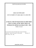 Áp dụng chỉ số WQI đánh giá diễn biến chất lượng nước sông nhật lệ, tỉnh quảng bình giai đoạn 2012 – 2015 (tt) 