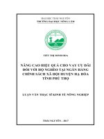 Nâng cao hiệu quả cho vay ưu đãi đối với hộ nghèo tại Ngân hàng Chính sách Xã hội huyện Hà Hòa tỉnh Phú Thọ (Luận văn thạc sĩ)