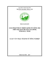 Giải pháp phát triển kinh tế nông hộ trên địa bàn huyện Gia Bình, tỉnh Bắc Ninh (Luận văn thạc sĩ)