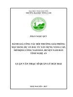 Đánh giá công tác bồi thường giải phóng mặt bằng dự án đầu tư xây dựng nâng cấp mở rộng cống Nam Đàn, huyện Nam Đàn, tỉnh Nghệ An (Luận văn thạc sĩ)