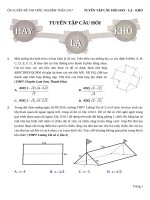 115 bài trắc nghiệm Toán tuyển chọn hay lạ khó (hứa lâm phong) file word có đáp án Có lời giải chi tiết