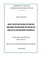 Quản lí liên kết đào tạo giữa cơ sở giáo dục nghề nghiệp với doanh nghiệp đáp ứng nhu cầu nhân lực các khu công nghiệp tỉnh đồng nai tt