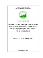 Nghiên cứu cơ sở thực tiễn đề xuất một số giải pháp phát triển rừng phòng hộ tại thị xã Đông Triều, tỉnh Quảng Ninh