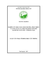 Nghiên cứu khả năng sinh trưởng, phát triển và năng suất của một số giống ngô nếp tại huyện ngân sơn, tỉnh bắc kạn 