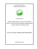Đánh giá hiện trạng và đề xuất giải pháp quản lý chất thải rắn sinh hoạt trên địa bàn huyện Chi Lăng, tỉnh Lạng Sơn