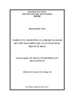 Nghiên cứu ảnh hưởng của chế độ vận hành đến tiêu hao nhiên liệu của ô tô sử dụng họp số tự động