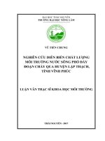 Nghiên cứu diễn biến chất lượng môi trường nước sông phó đáy đoạn chảy qua huyện lập thạch, tỉnh vĩnh phúc 