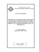ẢNH HƯỞNG các mức độ bã BIA TRONG KHẨU PHẦN cơ bản lá BÔNG cải TRÊN KHẢ NĂNG sử DỤNG THỨC ăn, TĂNG TRỌNG và tỷ lệ TIÊU hóa DƯỠNG CHẤT của THỎ THỊT LAI 