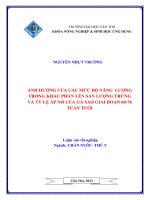 ẢNH HƯỞNG của các mức độ NĂNG LƯỢNG TRONG KHẨU PHẦN lên sản LƯỢNG TRỨNG và tỷ lệ ấp nở của gà SAO GIAI đoạn 60   76 TUẦN TUỔI 