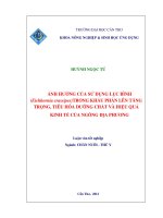 ẢNH HƯỞNG của sử DỤNG lục BÌNH TRONG KHẨU PHẦN lên TĂNG TRỌNG, TIÊU hóa DƯỠNG CHẤT và HIỆU QUẢ KINH tế của NGỖNG địa PHƯƠNG 