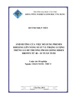 ẢNH HƯỞNG của VIỆC bổ SUNG PREMIX KHOÁNG lên NĂNG SUẤT và TRỌNG LƯỢNG TRỨNG gà đẻ THƯƠNG PHẨM GIỐNG HISEX BROWN từ 48   53 TUẦN TUỔI 