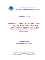 ẢNH HƯỞNG của KIỂU CHUỒNG NUÔI, TUỔI đẻ và LOẠI CHẤT béo bổ SUNG TRONG KHẨU PHẦN lên hàm LƯỢNG các THÀNH PHẦN CHẤT béo TRONG LÒNG đỏ TRỨNG của gà ISA BROWN 