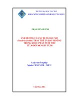 ẢNH HƯỞNG của sử DỤNG RAU má (paederia foetida)THAY THẾ lá RAU MUỐNG TRONG KHẨU PHẦN NUÔI THỎ từ 30 đến 60 NGÀY TUỔI 