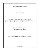 Đánh Giá Thực Hiện Quy Tắc Ứng Xử Tại Các Bệnh Viện Công Thuộc Thành Phố Hà Nội