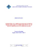 ẢNH HƯỞNG của THỜI GIAN bảo QUẢN TRỨNG TRONG điều KIỆN tự NHIÊN đối với tỷ lệ ấp nở của TRỨNG gà TA và TRỨNG gà SAO 