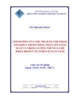 ẢNH HƯỞNG của VIỆC bổ SUNG CHẾ PHẨM VITAMIN e TRONG KHẨU PHẦN lên NĂNG SUẤT và TRỌNG LƯỢNG TRỨNG gà đẻ HISEX BROWN từ 39 đến 45 TUẦN TUỔI 