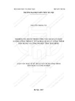 Nghiên cứu hoàn thiện công tác quản lý chất lượng công trình y tế tại ban quản lý công trình dân dụng và công nghiệp tỉnh thái bình (tt) 