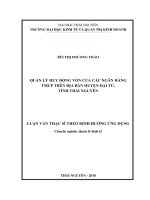 Quản lý huy động vốn của các ngân hàng thương mại cổ phần trên địa bàn huyện đại từ, tỉnh thái nguyên 