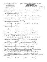 Đề kiểm tra học kỳ II toán 12 năm 2017 – 2018 sở GD và đt bình dương 