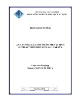 ẢNH HƯỞNG của CHẾ PHẨM MEN VI SINH SOTIBAC TRÊN HEO CON SAU CAI sữa 