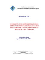 ẢNH HƯỞNG của HAI DÒNG HEO đực GIỐNG (DUROC và LANDRACE) lên NĂNG SUẤT SINH sản của HEO nái tại xí NGHIỆP CHĂN NUÔI HEO PHƯỚC THỌ   VĨNH LONG 