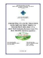 ẢNH HƯỞNG của nước THẢI CHĂN NUÔI TRÊN sự PHÁT TRIỂN và THÀNH PHẦN hóa học của RAU NGỔ (enhydra fluctuans lour) và RAU MUỐNG (ipomoeaaquatica) 
