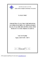 ẢNH HƯỞNG của sự THAY THẾ rơm BẰNG lục BÌNH tươi TRÊN các THÔNG số DỊCH dạ cỏ, tỷ lệ TIÊU hóa DƯỠNG CHẤT,NITƠ TÍCH lũy và TĂNG TRỌNG của bò TA 