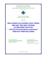 ẢNH HƯỞNG của KHOẢNG CÁCH TRỒNG đến đặc TÍNH SINH TRƯỞNG và TÍNH NĂNG sản XUẤT của cỏ VOI (pennisetum purpureum) TRÊN đất PHÈN hậu GIANG 