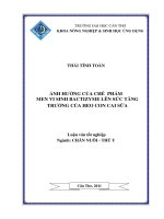 ẢNH HƯỞNG của CHẾ PHẨM MEN VI SINH BACTIZYME lên sức TĂNG TRƯỞNG của HEO CON CAI sữa 