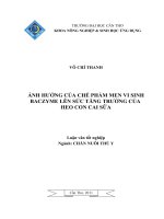 ẢNH HƯỞNG của CHẾ PHẨM MEN VI SINH BACZYME lên sức TĂNG TRƯỞNG của HEO CON CAI sữa 