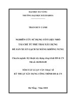 Nghiên cứu sử dụng cốt liệu nhỏ tái chế từ phế thải xây dựng để sản xuất gạch xi măng không nung