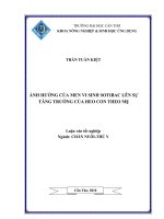 ẢNH HƯỞNG của MEN VI SINH SOTIBAC lên sự  TĂNG TRƯỞNG của HEO CON THEO mẹ 