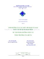 ẢNH HƯỞNG của các mức độ đạm và LOẠI THỨC ăn bổ SUNG đạm TRÊN sự tận DỤNG DƯỠNG CHẤT và TĂNG TRƯỞNG của bò TA 