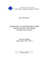 ẢNH HƯỞNG của CHẾ PHẨM MEN VI SINH SOZYME lên sức TĂNG TRỌNG của HEO CON CAI sữa 