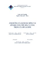 ẢNH HƯỞNG của BÁNH dầu BÔNG vải lên KHẢ NĂNG TIÊU hóa và TĂNG TRỌNG của bò LAI SIND 