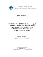 ẢNH HƯỞNG của lục BÌNH THAY THẾ cỏ LÔNG tây TRONG KHẨU PHẦN lên KHẢ NĂNG TĂNG TRƯỞNG và tỷ lệ TIÊU hóa DƯỠNG CHẤT của THỎ LAI 