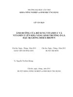 ẢNH HƯỞNG của bổ SUNG VITAMIN c và VITAMIN e lên KHẢ NĂNG SINH TRƯỞNG ở gà hậu bị GIỐNG HISEX BROWN 