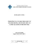 ẢNH HƯỞNG của các KHẨU PHẦN THỨC ăn lên SINH TRƯỞNG, CHUYỂN hóa THỨC ăn và HIỆU QUẢ KINH tế TRÊN HEO THỊT 
