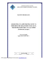 ẢNH HƯỞNG của môi TRƯỜNG nước và THỜI điểm THU HOẠCH đến NĂNG SUẤT, THÀNH PHẦN hóa học của lục BÌNH 