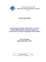 ẢNH HƯỞNG của KHẨU PHẦN THỨC ăn có sử DỤNG KHÔ dầu dừa và bột cá TRA lên NĂNG SUẤT và CHẤT LƯỢNG QUẦY THỊT ở HEO 