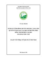 Đánh giá tình hình chuyển nhượng, tặng cho quyền sử dụng đất tại một số phường phía Đông thành phố Cẩm Phả giai đoạn 2010 - 2015