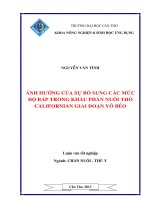 ẢNH HƯỞNG của sự bổ SUNG các mức độ bắp TRONG KHẨU PHẦN NUÔI THỎ CALIFORNIAN GIAI đoạn vỗ béo 
