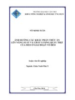 ẢNH HƯỞNG các KHẨU PHẦN THỨC ăn lên NĂNG SUẤT và CHẤT LƯỢNG QUẦY THỊT của HEO ở GIAI đoạn vỗ béo 