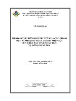 KHẢO sát sự BIẾN dị DI TRUYỀN của các GIỐNG đậu NÀNH glycine max (l ) merrill NHẬP nội dựa TRÊN đặc TÍNH NÔNG học vụ ĐÔNG XUÂN 2010 